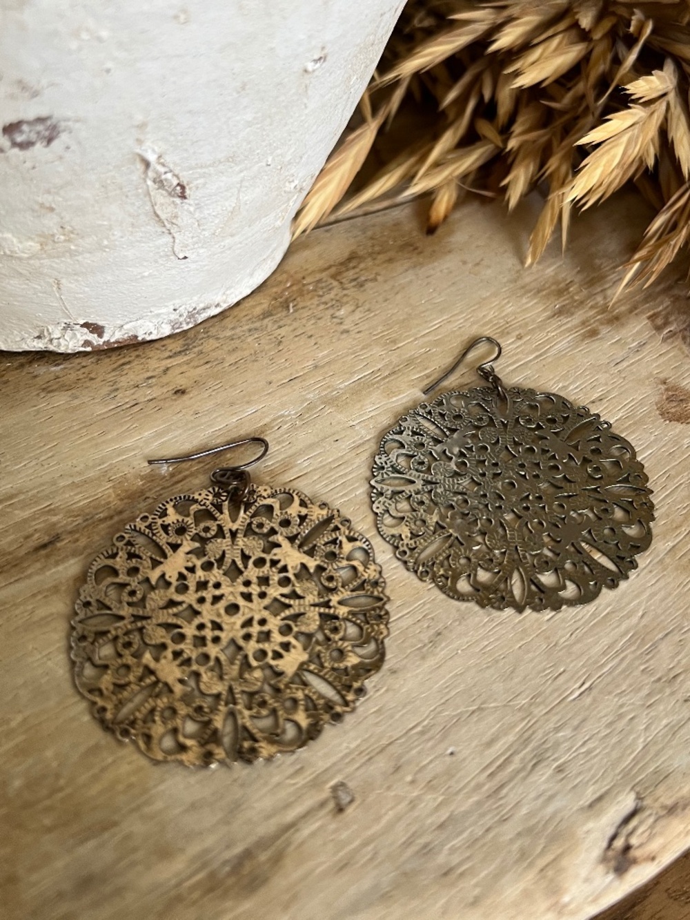 Intricate Gold Medallion Earrings